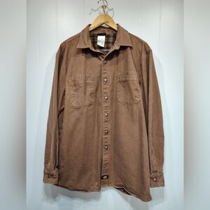 Dickies XL Tall Brown Flannel-Lined Shacket‎ Overshirt Workwear Outdoor Hiking S